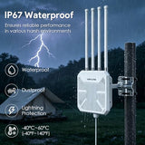 Wifi 7 Be5100 Outdoor Wifi Extender, Dual Band Long-Range Outdoor Wifi Repeater|Access Point|Mesh Router, Poe Powered | Ip67 Waterproof | 4 X 8Dbi Antennas, 2.5 Gbps Ethernet, Up To 2800 Sq.Ft