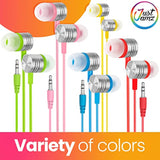 JustJamz Bulk Ear Buds Jelly Matte - 30 Pack of Colorful in-Ear Earbuds - Wired Earbuds - Stereo Sound - Silicone Earbud Tips - 3.5mm Stereo Multi-Color Earbuds for School, Classrooms, Libraries