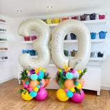 40 Inch Cream Number 30 Balloon, Beige Large Self Inflating Foil 3 & 0 Balloons For Women Men 30Th Birthday Decorations 30 Helium Balloon Numbers For 30 Year Old Anniversary Baby Shower Party Supplies