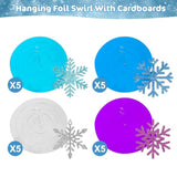 20 Pack Frozen Snowflake Hanging Decorations - Winter Snowflakes Hanging Swirls Ceiling Streamers, Glittery Snowflakes Ornament For Wonderland Frozen Party Decorations, Birthday And Christmas Decor