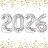 16in Silver 2026 Number Balloons Happy New Year Party Decorations