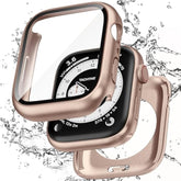 2 In 1 Waterproof Case Compatible With Apple Watch 42Mm Series 11 10 With Tempered Glass Screen Protector, Full Coverage Bumper Cover For Iwatch Case 42Mm Rose Gold