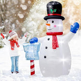 8 Foot Christmas Inflatable Snowman With North Pole Sign Led Lights Decoration?Giant Christmas White Snowmen & Street Si