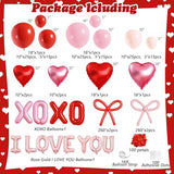 Valentines Day Balloon Arch Garland Kit, Valentine Pink White Red Heart I LOVE YOU XOXO Balloons with Rose Petals for Bachelorette Bridal Engagement Birthday Galentines Valentines Party Decorations