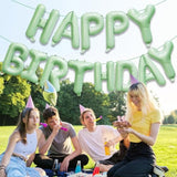 Olive Green Happy Birthday Balloons Banner, 16 Inch Mylar Foil Letters Balloon Sign For Birthday Party Decorations Photo Booth Backdrop