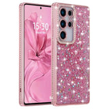 Case For Samsung Galaxy S25 Ultra,Glitter Crystal Diamond Rhinestone Sequin Shiny Bling Sparkly Glossy Luxury Electroplated,Aesthetic Cute Full Protection For Samsung Galaxy S25 Ultra,Pink