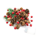 20 Led Christmas Pinecone Lights,7 Ft Pinecone Red Berry Bell Christmas Garland With Lights Battery Operated Christmas D