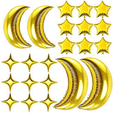 54Pcs Star & Moon Foil Balloon Kit – Gold Party Decor for Baby Shower More