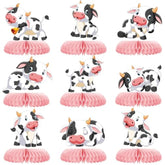 9 Pcs Pink Cow Honeycomb Centerpieces Farm Animals Cow Table Topper Honeycomb Pink Cow Theme Party Honeycomb 3D Cow Print Table Decoration For Girl Party Baby Shower Western Cowboy Party Supplies