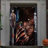 Scary Halloween Banner Classic Horror Movie Character Door Cover Backdrop Party Decor