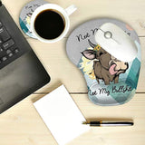 2 Pack Gaming Mouse Pad And Coaster,Ergonomic Mouse Pad With Wrist Support Gel,Non-Slip Pu Base,Easy Typing Pain Relief Effect,Suitable For Office And Home (Cute Cow)