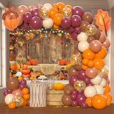 126PCS Fall Balloon Arch Kit with Burgundy Orange Rose Balloons for Thanksgiving