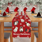Cat Christmas Table Runner Meowy Christmas Snowflake Red Table Decoration For Winter Xmas Holiday Kitchen Dining Home Party 13X72 Inch