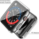 2 Pack Hard Pc Case With Tempered Glass Screen Protector With Button Compatible With Apple Watch Se 2 (2024) Se Series 6 Series 5 Series 4 40Mm - Crystal Transparent