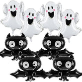 10Pcs Halloween Foil Balloons - 30" Mylar Ghost & Bat Balloons for Party Decorations