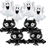 10Pcs Halloween Foil Balloons - 30" Mylar Ghost & Bat Balloons for Party Decorations