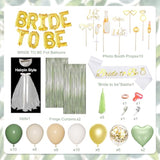 Bachelorette Party Decorations Supplies, Sage Green Bridal Shower Decorations Bride To Be Sash Veil, Nude White Gold Confetti Heart Balloons, Photo Booth Props, Fringe Curtains, Paper Tassels