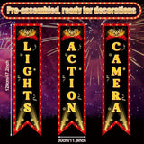 Movie Night Porch Sign Banner Party Decorations, Now Showing Lights Camera Action Banner For Movie Night Welcome Sign Outdoor Outdoor Indoor Home Red Carpet Party Supplies