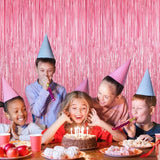 Pink Tinsel Backdrop, 2 Pack Foil Fringe Curtains for Party Decor