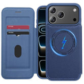 For Iphone 17 Pro Max Wallet Case, Built-In Card Holder (2 Cards), Compatible With Magsafe & Rfid Blocking, 360° Full Body Shockproof Magnetic Leather Case For Iphone 17 Pro Max 6.9" 2025, Blue