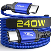 240W Usb C To Usb C Cable 10Ft, Usb C Cord Type C Fast Charging Cable Compatible With Macbook Pro Air, Ipad Pro Air, Dell Xps, Iphone 16/16 Pro Max/15/15 Pro Max, Samsung Galaxy, Pixel - Blue