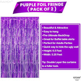 , Metallic Purple Foil Fringe Curtain - Pack Of 2 | Streamer Backdrop For Purple Birthday Decorations | Wedding, Anniversary, Bachelorette Party Decoration | Unicorn, Mermaid Party Decorations