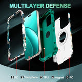 For Iphone 15 Pro Max Case,Compatible With Magsafe,Heavy Duty Shockproof Protection Hard Plastic+Silicone Rubber Hybrid Protective Case For Apple Iphone 15 Pro Max,Green