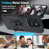 Compatible With Motorola Moto G 2025 Case With Screen Protector,Heavy Duty Shockproof Full Body Protective Cover Built In Rotatable Metal Ring Holder Kickstand,Black Matte