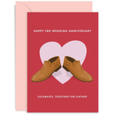 Old English Co. Happy 3Rd Anniversary Card - Leather Anniversary Greeting Card - Funny 3Rd Anniversary Card For Husband Or Wife - Paper Wedding Anniversary Card For Couple | Blank Inside With Envelope