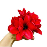 10 Pcs Artificial Plumeria Flowers -1.5Inch Stems & 3Inch Real Touch Lifelike Frangipani Fake Flower Bouquets For Cake Top Home Office Wedding Engagement Party Spring Flowers Decor (Red)