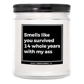 You Nique Designs 14Th Wedding Anniversary Candles For Him & Her 9 Oz Candle, Ivory Anniversary Presents For Men & Women, 14Th Year Gifts For Husband & Wife Gift Ideas (Mahogany Teakwood)