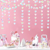 Iridescent Disco Heart Garland 39Ft Neon Paper Streamers Banner Wedding Party Decor