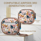 For Airpods 3 Case With Lock, Flower Airpod 3 Case Lock Protective Cute Airpod 3Rd Generation Cover For Women Girly With Keychain For Airpods 3Rd Generation 2021 Cover, Floral