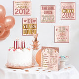 Sweet 13Th Birthday Decorations For Girls, 9Pcs Pink Rose Gold 2012 Birthday Banner Signs For Walls Doors Windows Yard Garden Party Supplies, 13 Years Old Bday Table Toppers Photo Props Decor