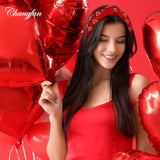 Red Heart Valentines Headband For Women Rhinestone Beaded Heart Headbands Valentine Day Hair Accessories Jewelry Gifts