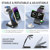 Magnetic Wireless Charger Stand, 3 In 1 Foldable Wireless Charging Station, Travel Charger For Multiple Devices For Iphone 16 15 14 13 12 Series, Apple Watch Ultra/9/8/7/6/5/4/3/2, Airpods