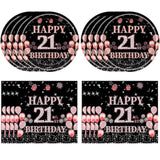 21St Birthday Decorations For Girls Rose Gold Happy 21 Aged Birth Supplies For Her Including 20 Plates 20 Napkins 21 Year Old Girl Birthday Party Tableware For Sweet Teenager