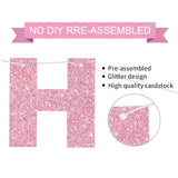 Pink Happy Birthday Banner, Pre-Strung Party Decorations for Women & Kids