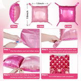 197pcs Hot Pink Square Foil Balloons & Garland Kit for Party Decorations