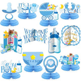 12Pcs "It's a Boy" Baby Shower Honeycomb Centerpieces – Blue Table Decorations