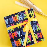 Colorful Birthday Wrapping Paper Roll - 17"x32.8', Fun Gift Wrap for Kids