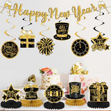 Happy New Year Decorations 2026 Kits, New Year Eve Party Supplies with Banner Hanging Swirl Streamers Table Centerpieces Table Toppers Decor for NYE Decorations