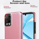 For Blu View 5 Pro B170D Phone Case, With Screen Protector, Dual Layer Shockproof Protective, Silicone Bumper Non Slip Back, Heavy Duty Rugged Cell Phone Cover For Blu View 5 Pro-Rose Gold