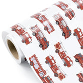 Fire Truck Wrapping Paper Roll - Mini Roll - 17 Inch X 16.5 Feet - Red Fire Engine Car Wrapping Paper, Perfect For Kids Boys Birthday, Baby Shower