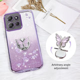 For Motorola Moto G Power 5G 2025 Phone Case,For Mobile Phone Case For Women And Girl, Glitter Butterfly Floral Tpu Protective Cover With Kickstand+Strap For Moto G Power 5G 2025 (Purple)
