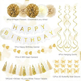 White and Gold Birthday Decoration Kit: Elegant Party Decor Set