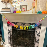 Pre-Strung Happy Birthday Banner - Felt Ball Garland - Happy Birthday Garland, Rainbow Birthday Decorations, Personalized Happy Birthday Sign For Birthday Decor, Party Decor, Photo Prop