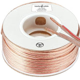 Cable 100Ft 16-Gauge Audio Stereo Speaker Wire Cable, 100 Feet, 30.48 Meters, 2 Conductor, Polarity Marked, Flexible Clear Pvc, Cca, Home Theater, Hifi, Surround Or Auto Amps