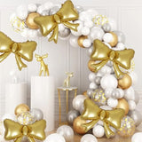 6 Pieces Bow Balloons, Gold Matte Metallic Foil Bowtie Balloon For Women Men Girls Boys Bow Happy Birthday Party, Wedding Bridal Shower, Baby Shower, Balloon Garland Accessories