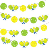 Pickleball Party Banners 4Pcs Pickleball Themed Birthday Decorations Green And Yellow Cardboard Rope